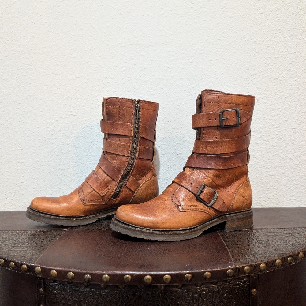FRYE Veronica Tanker Combat Boot Brown Sz 8B - Picture 8 of 16